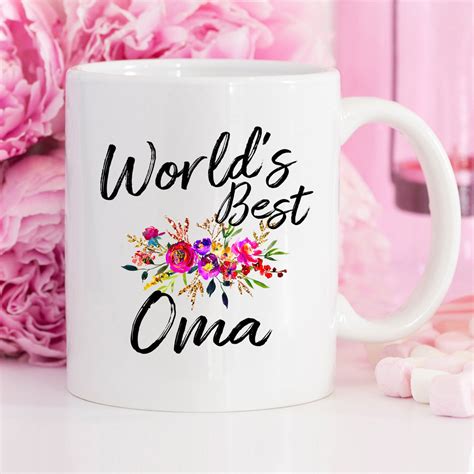 granny oma|Oma Mug Personalized Gift for Grandma, Floral Worlds Best。